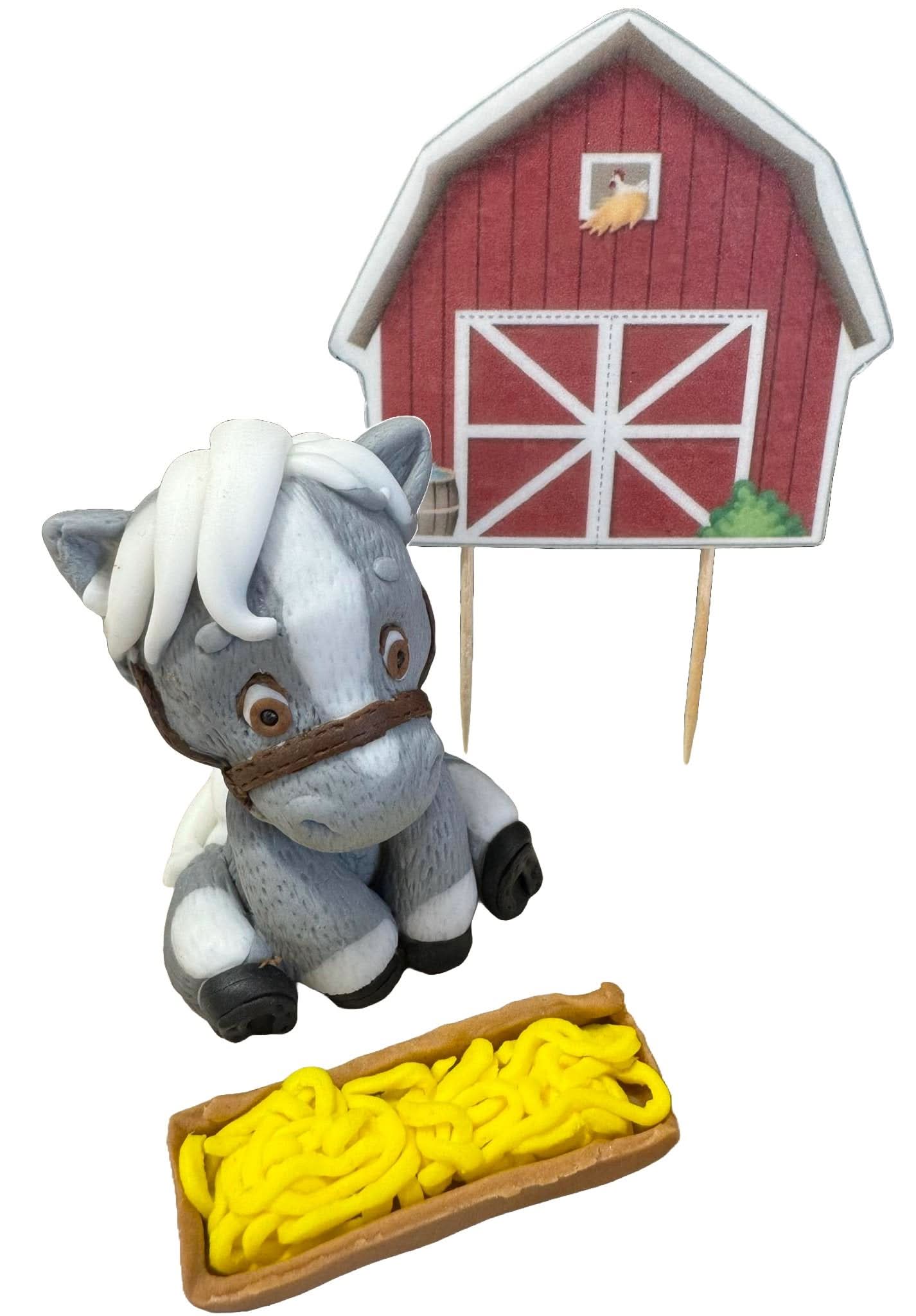 Set mit 3 essbaren Zuckerdekorationen, Esel auf der Farm Zuckerpastendekorationen Nati Shop