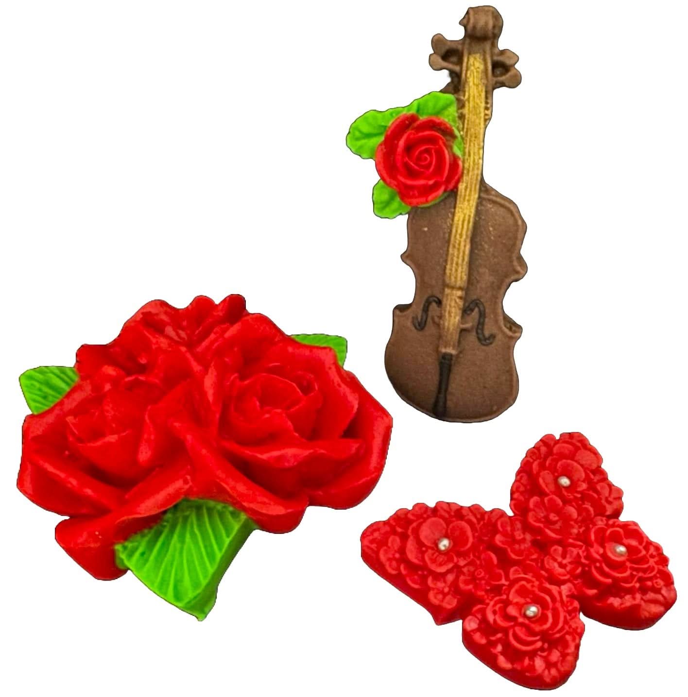 Set mit 3 essbaren Zuckerdekorationen, Musik der Liebe Zuckerpastendekorationen Nati Shop