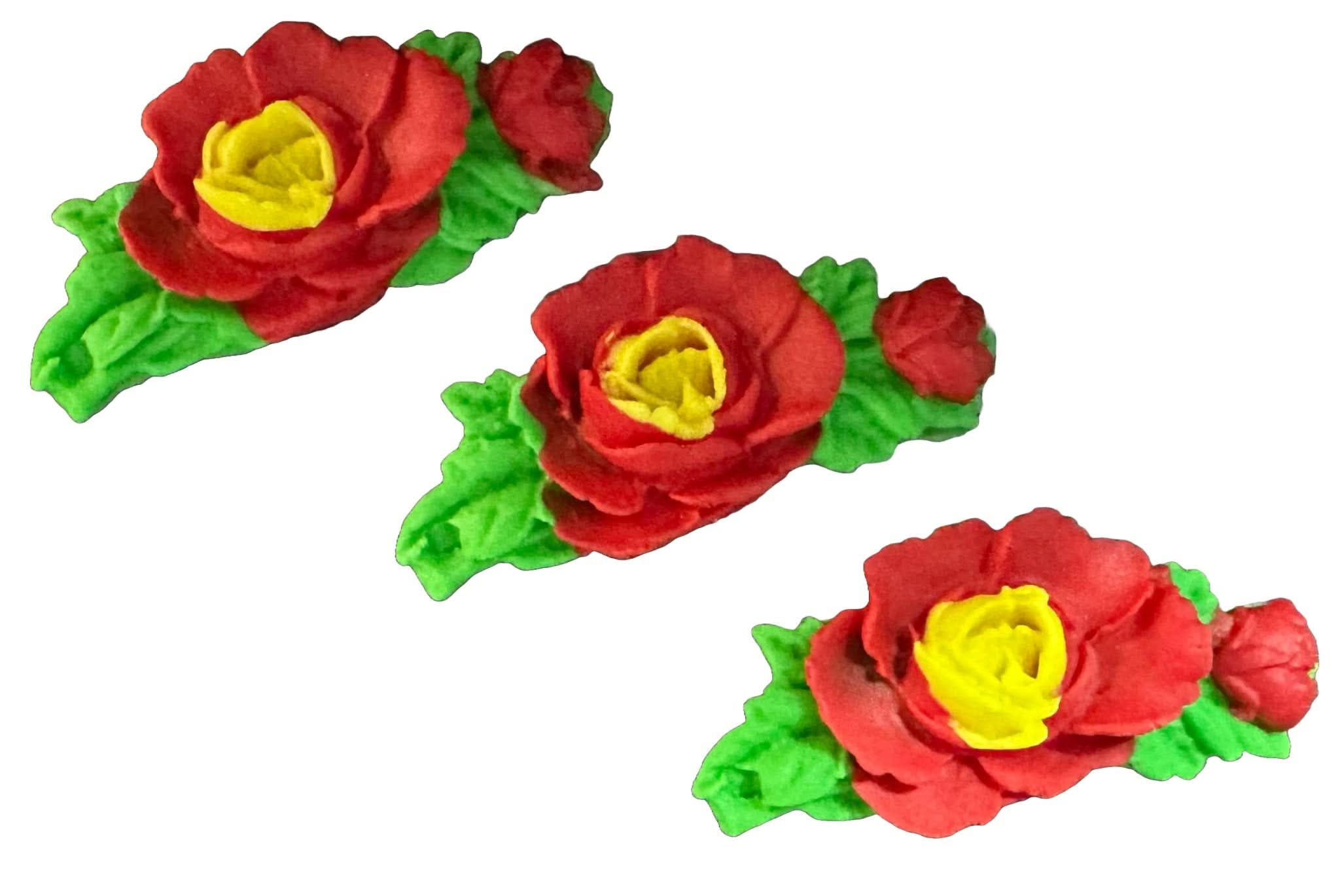 Set mit 3 essbaren Zuckerdekorationen, Rosendekorationen von Sugar Paste Nati Shop