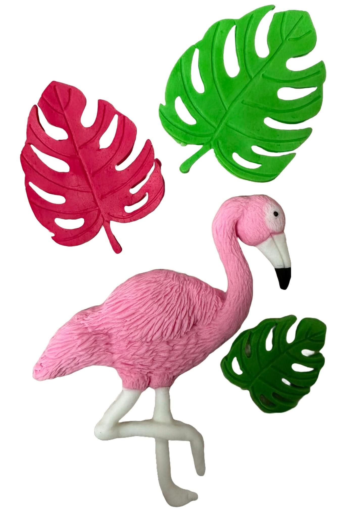 Set mit 4 essbaren Zuckerdekorationen, Flamingo-Dekorationen aus Zuckerpaste Nati Shop