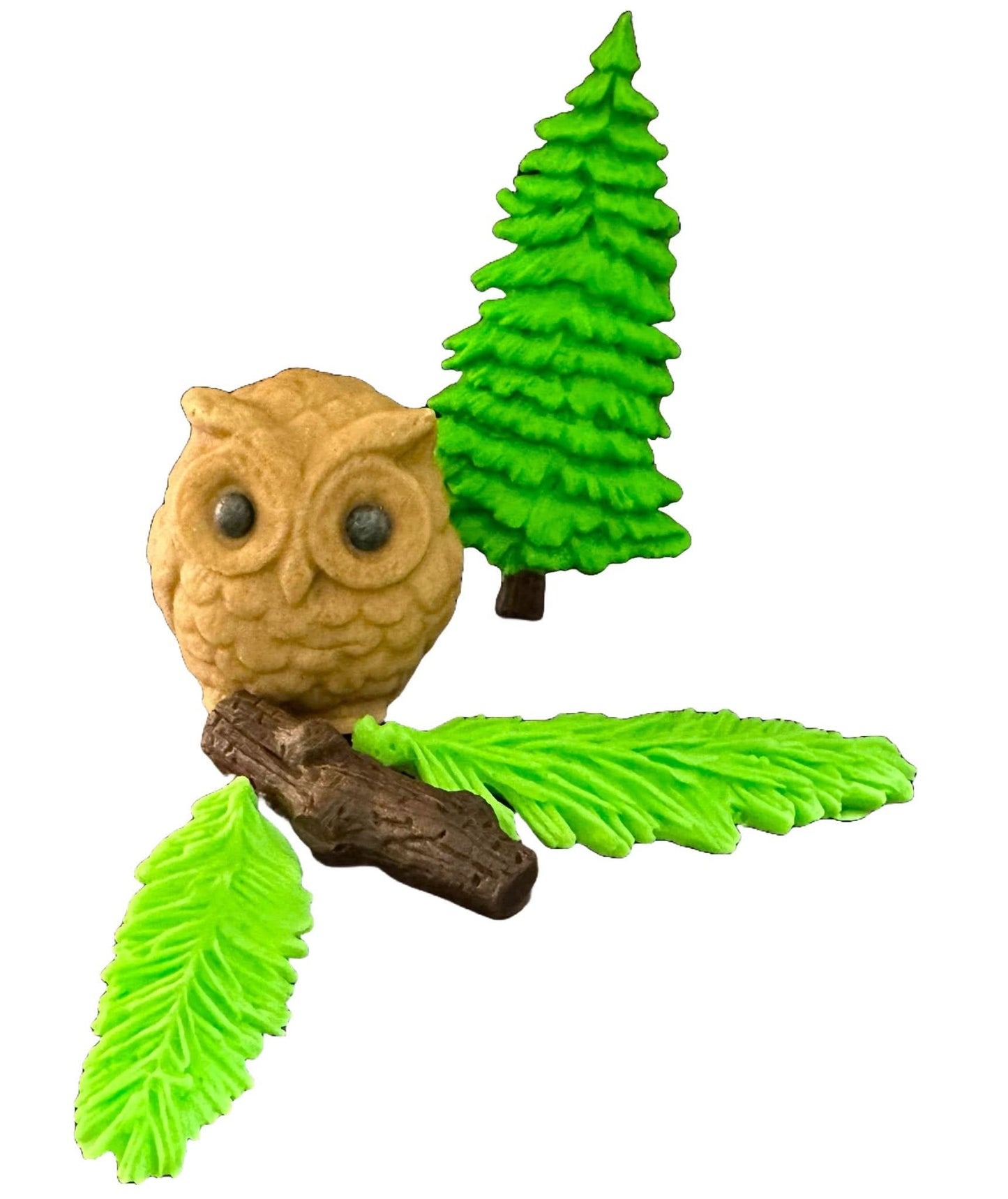 Set mit 5 essbaren Zuckerdekorationen, Eule im Wald Zuckerpastendekorationen Nati Shop