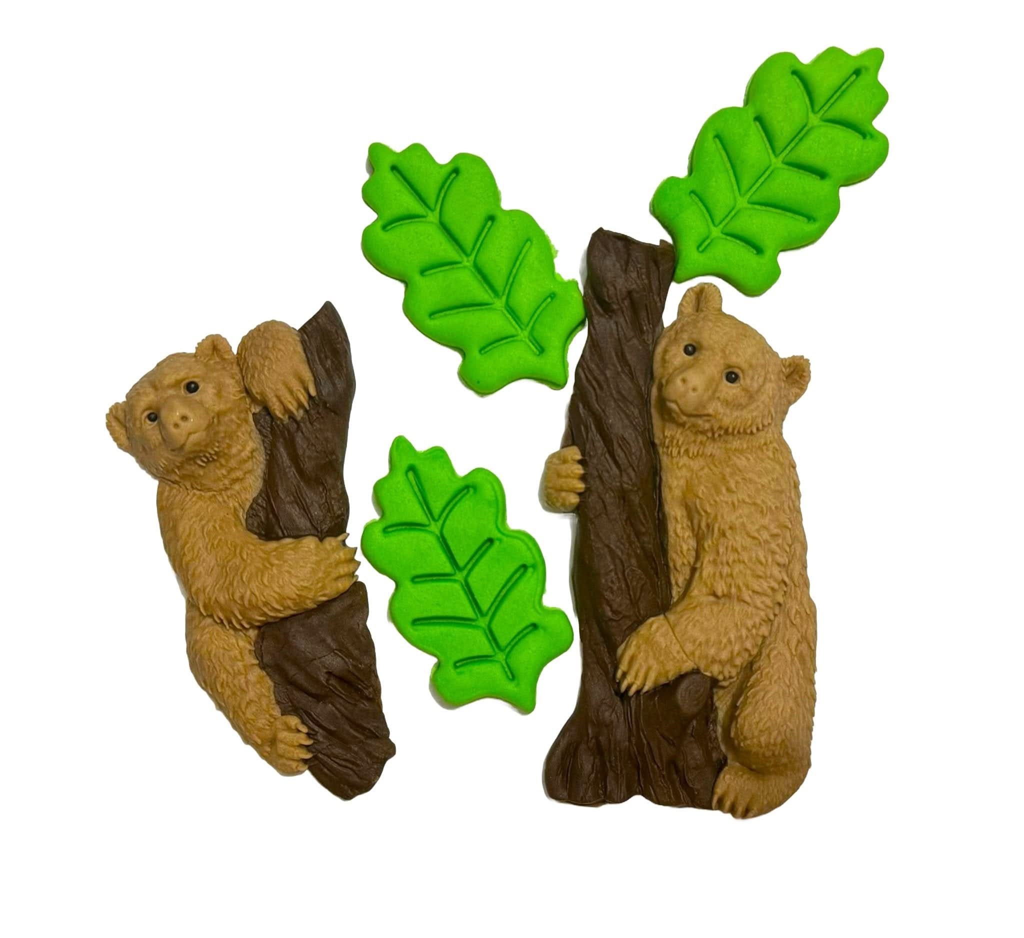 Set mit 5 essbaren Zuckerdekorationen, Bären im Wald Zuckerpastendekorationen Nati Shop