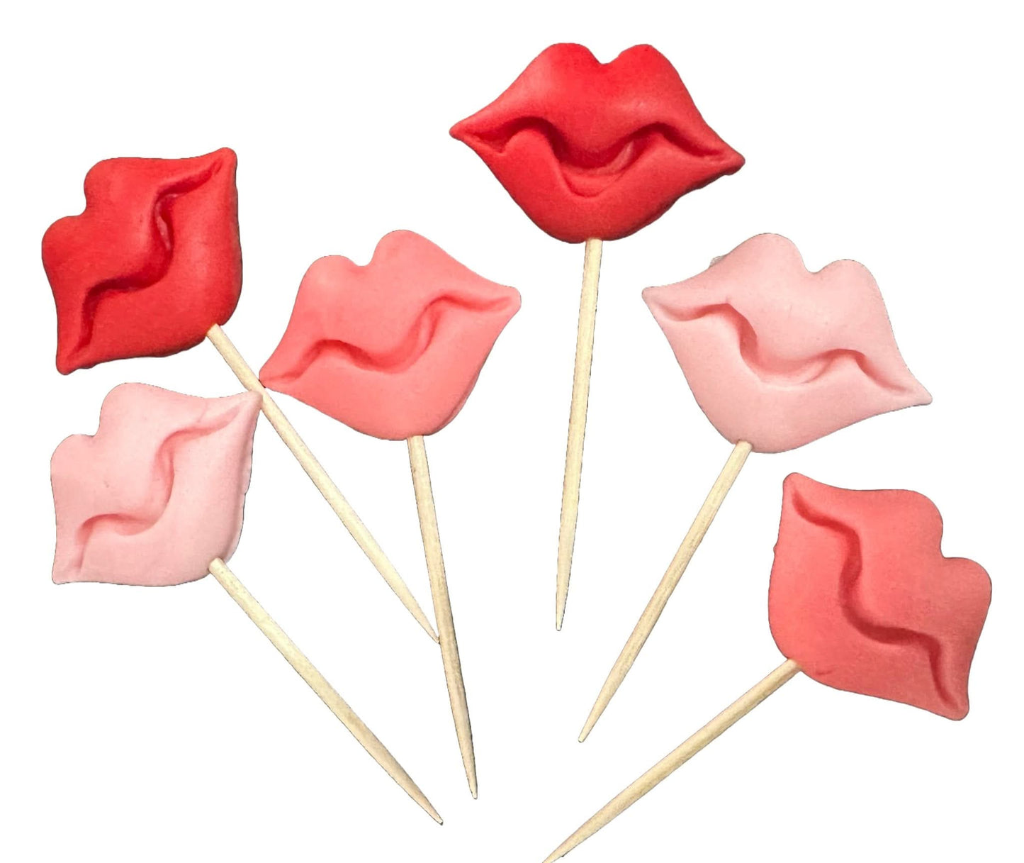Set mit 6 essbaren Zuckerdekorationen, Lippendekorationen von Sugar Paste Nati Shop