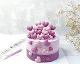 Set mit 6 essbaren Zuckerdekorationen, Purple Hearts Zuckerpastendekorationen Naty Shop