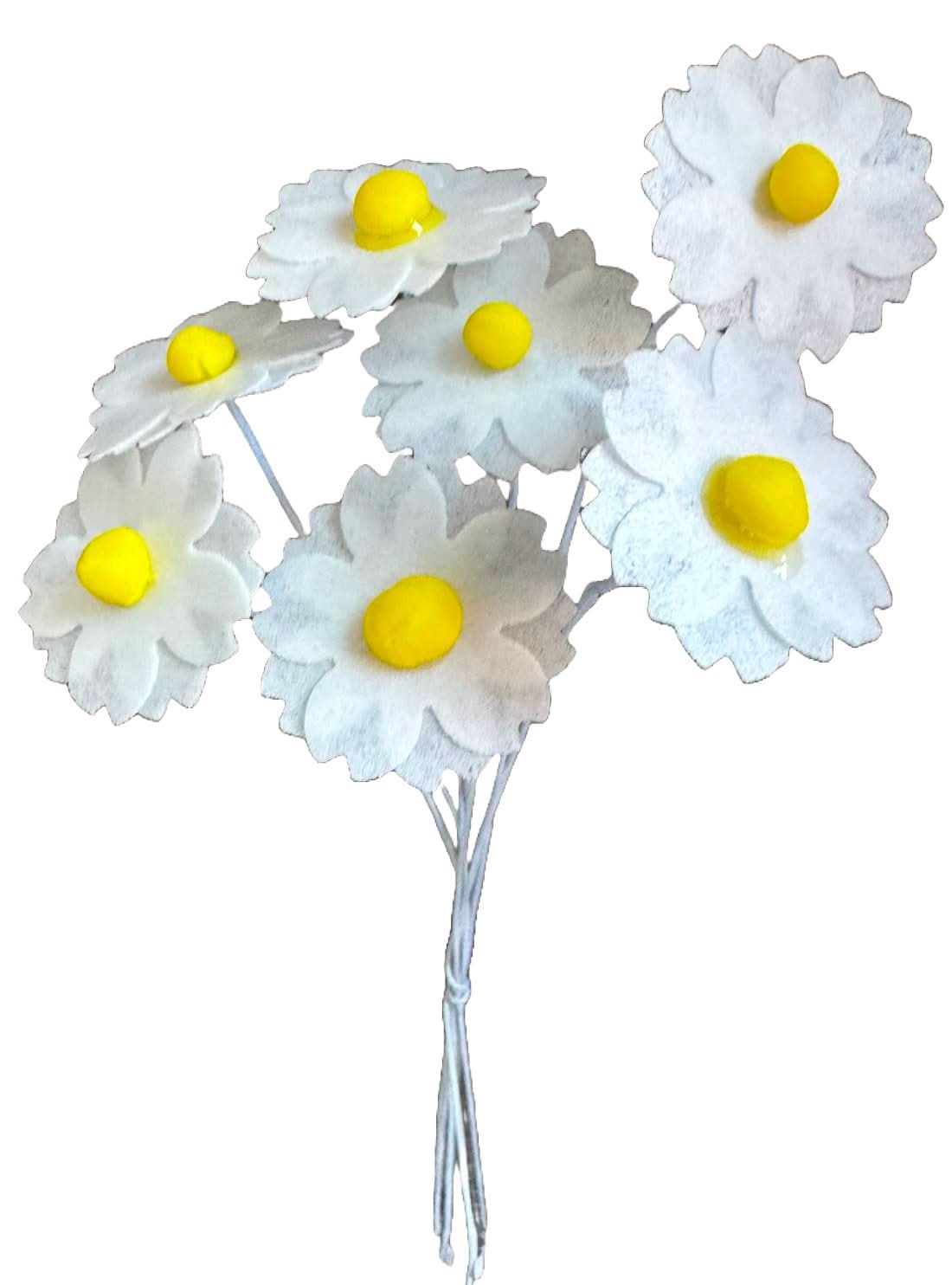 Set mit 7 essbaren Oblatendekorationen, weiße Blumendekorationen von Sugar Paste Nati Shop