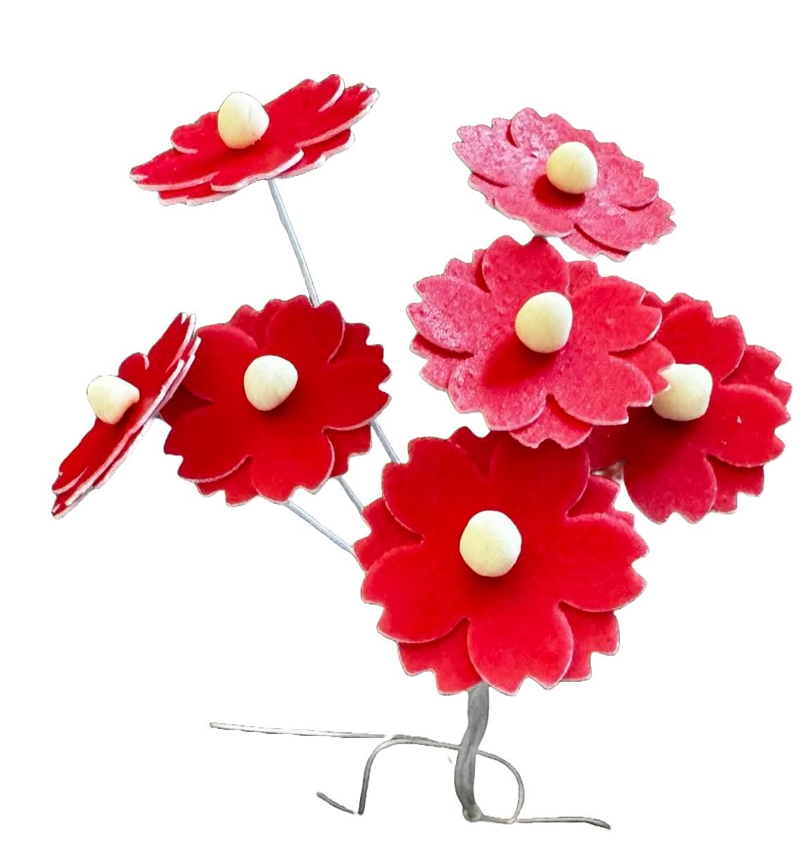 Set mit 7 essbaren Oblatendekorationen, rote Blumendekorationen von Sugar Paste Nati Shop