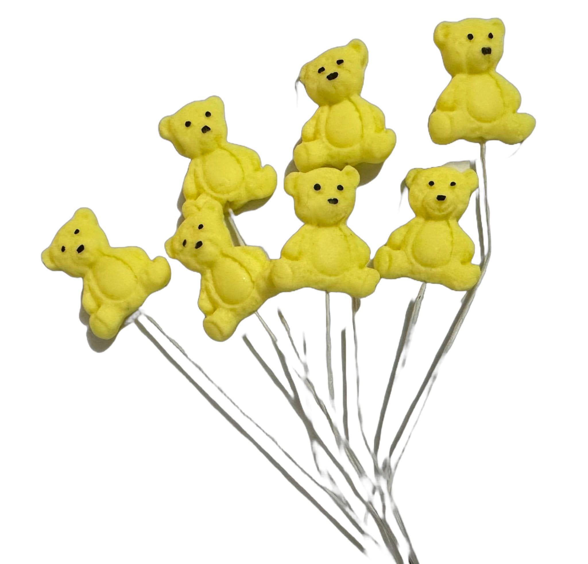 Set mit 7 essbaren Zuckerdekorationen, Gelber Teddybär, Zuckerpastendekorationen Nati Shop