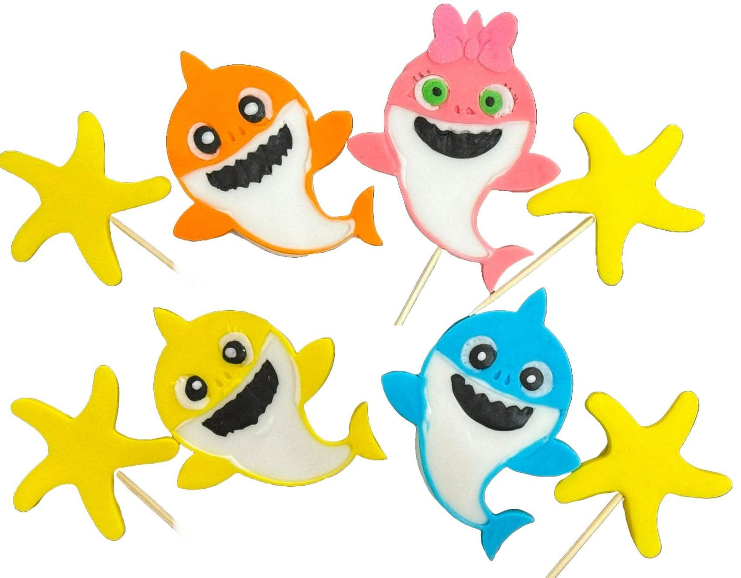 Set mit 8 essbaren Zuckerdekorationen, Baby Shark Zuckerpaste Dekorationen Nati Shop
