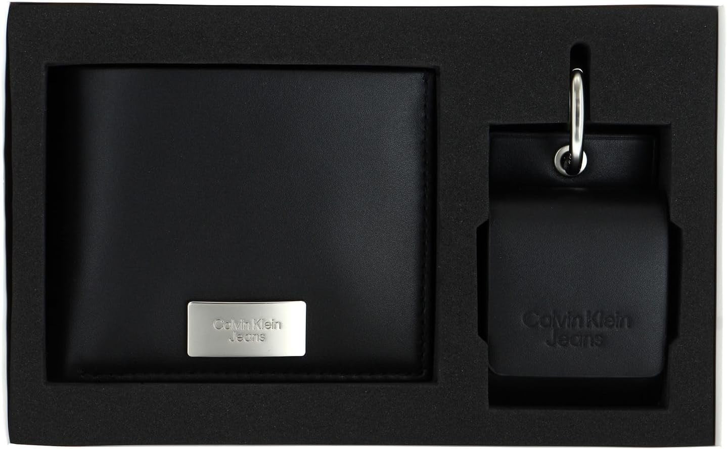 Calvin Klein Jeans Geschenkset für Männer Bifold Wallet & AirPods Case, Schwarz (Schwarz), Einheitsgröße Herrenbrieftasche Naty Shop