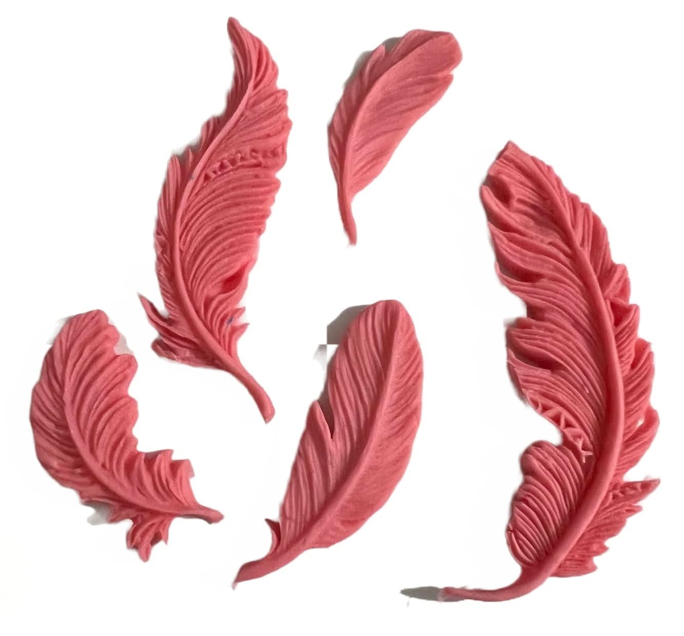 Set mit essbaren Zuckerdekorationen, Pink Feathers Zuckerpastendekorationen Nati Shop