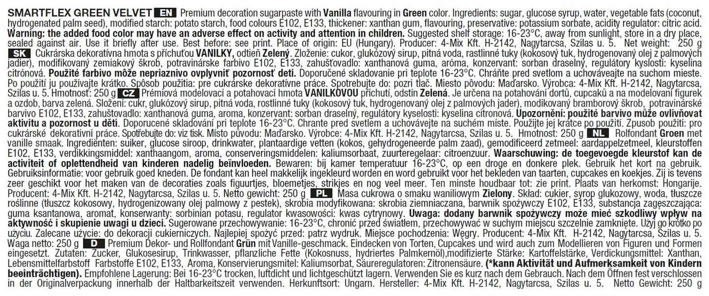 SmartFlex Fondant Green Velvet, 250 g (2er-Pack) Naty Shop Zuckerpaste