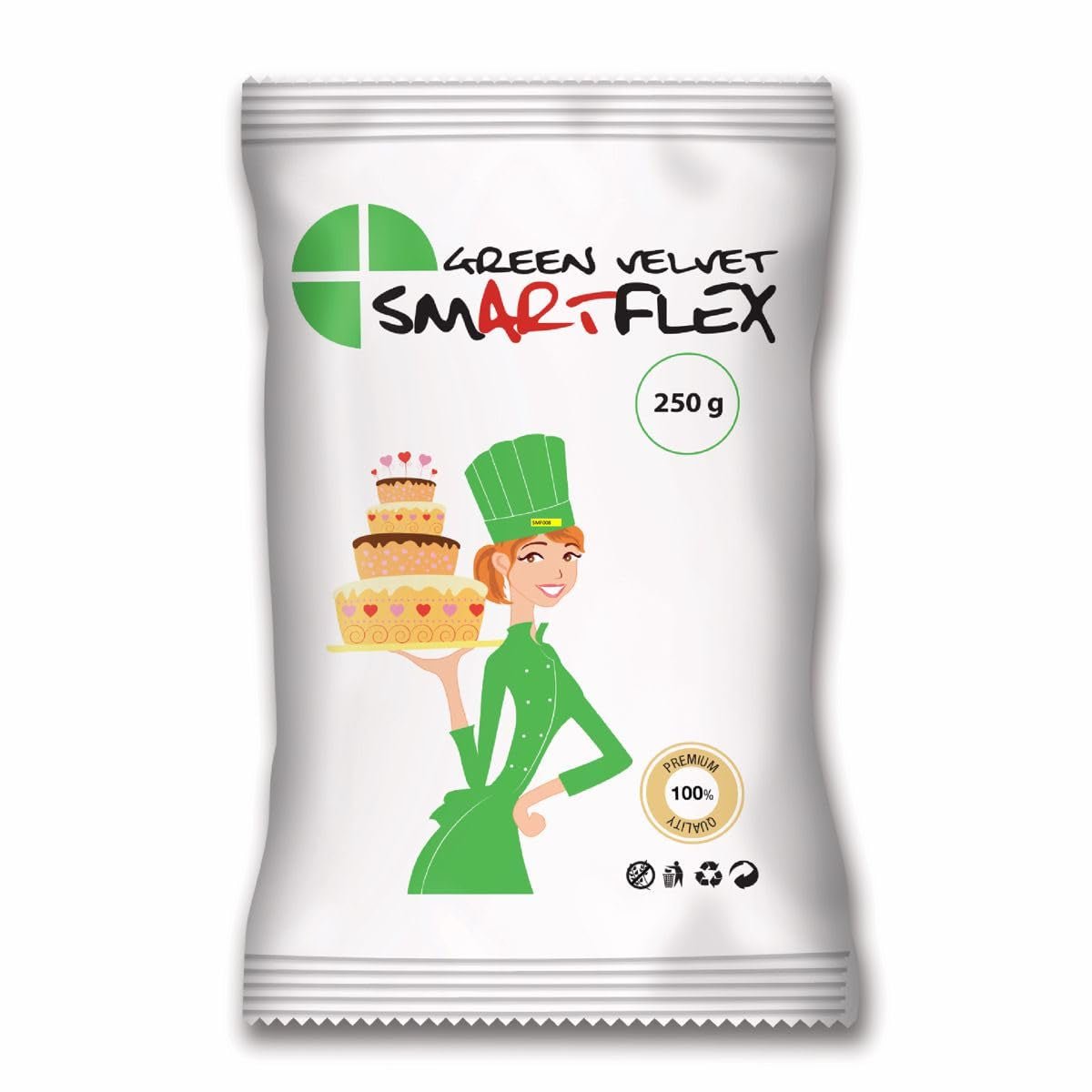 SmartFlex Fondant Green Velvet, 250 g (2er-Pack) Naty Shop Zuckerpaste