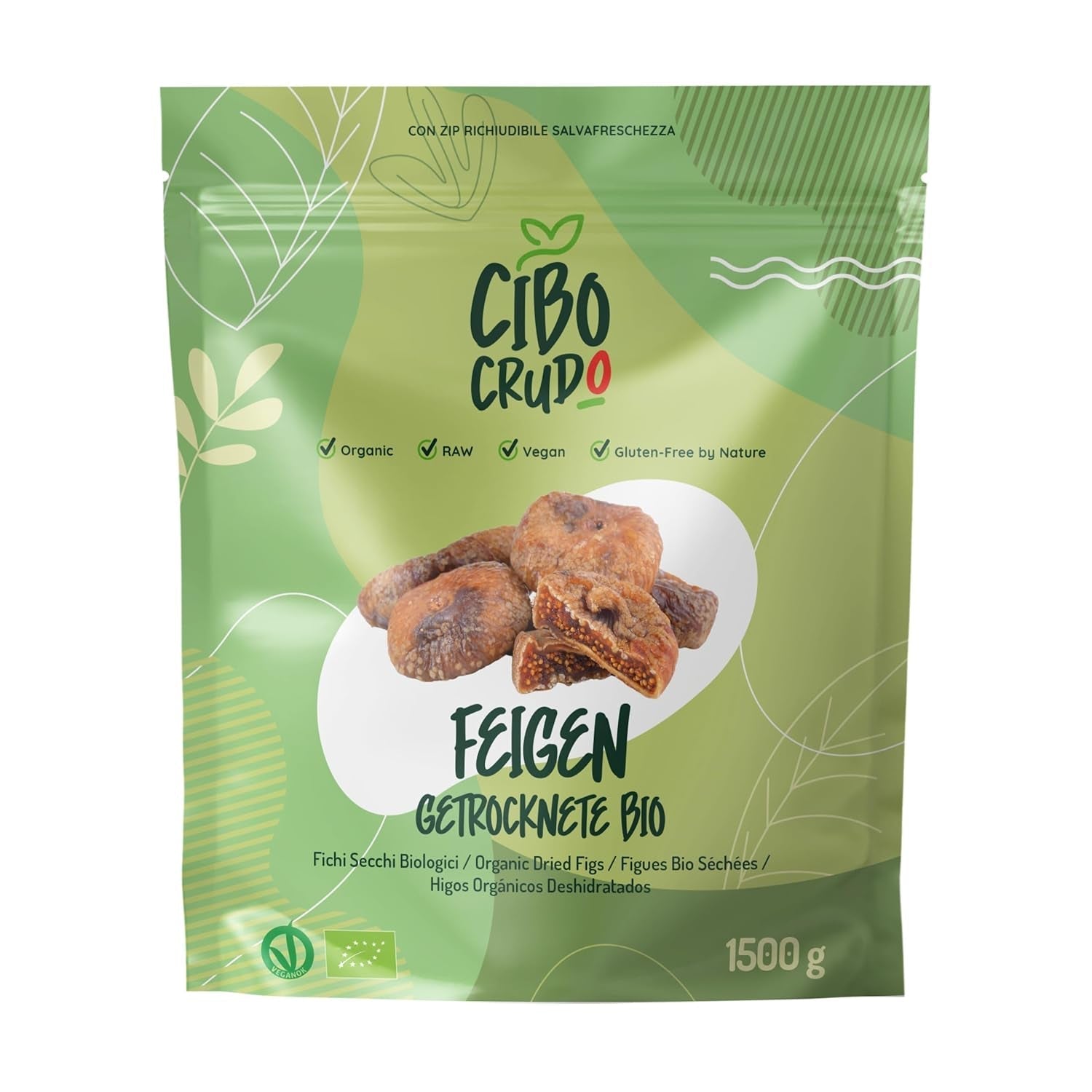 Ungesüßte Bio-Trockenfeigen – 250 g. Getrocknete türkische Feigen, ungesüßt. Hochwertiges Naturprodukt. Getrocknete Bio-Feigen. Naty Shop dehydrierte Produkte 1,5 kg (1 Packung)