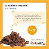Sultaninen Rosinen 1kg | Smyrna-Rosine | Sultaninen getrocknete Rosinen aus Izmir | 100 % türkischer Herkunft | Hochwertige Snacks | in Ballaststoffe aus getrockneten Weintrauben | Naty Shop dehydrierte Produkte