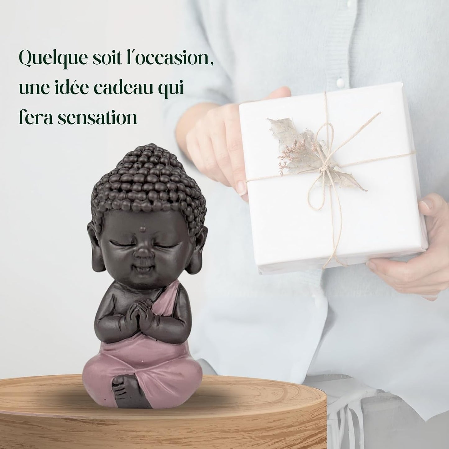 Baby Buddha Pink Toga Figur – Inspirierende und fröhliche Figur – Positive Talisman-Konzentration – Süße und spirituelle Geschenkidee – H 7 cm – Zen'Light Statuetten und Skulpturen Naty Shop