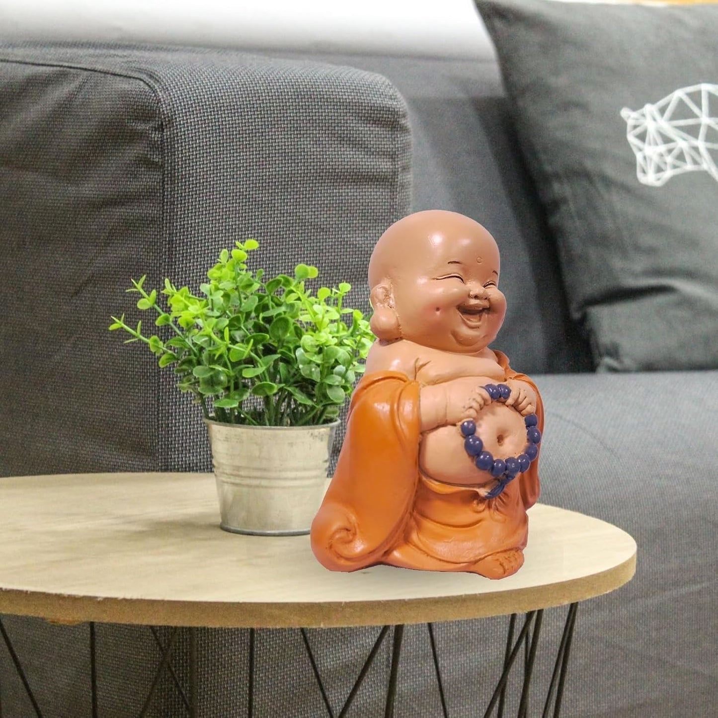 Lachende Buddha-Statue mit Rosenkranz – Inspirierende und fröhliche Figur – Glücksbringer voller Positivität – Niedliche und spirituelle Geschenkidee – H 10 cm – Zen'Light Statuen und Skulpturen Naty Shop