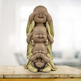 Statue 3 lachende Buddhas - Nichts sehen - Nichts hören - Nichts sagen - Baby Buddha Symbolisches Ensemble - Friedliche und freudige Stimmung - Zen-Dekor - H 18 cm - Zen'Light Statuetten und Skulpturen Naty Shop