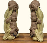 Statue 3 lachende Buddhas - Nichts sehen - Nichts hören - Nichts sagen - Baby Buddha Symbolisches Ensemble - Friedliche und freudige Stimmung - Zen-Dekor - H 18 cm - Zen'Light Statuetten und Skulpturen Naty Shop