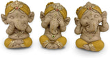 Statue 3 lachende Buddhas - Nichts sehen - Nichts hören - Nichts sagen - Baby Buddha Symbolisches Ensemble - Friedliche und freudige Stimmung - Zen-Dekor - H 18 cm - Zen'Light Statuetten und Skulpturen Naty Shop Goldgelb H 9