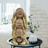 Statue 3 lachende Buddhas - Nichts sehen - Nichts hören - Nichts sagen - Baby Buddha Symbolisches Ensemble - Friedliche und freudige Stimmung - Zen-Dekor - H 18 cm - Zen'Light Statuetten und Skulpturen Naty Shop