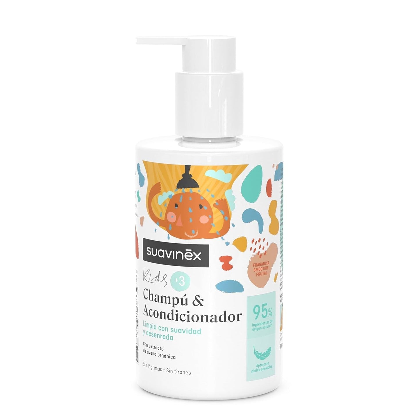 Suavinex, Pflegeshampoo für Kinder von 3 bis 10 Jahren, allergenfrei, parabenfrei, silikonfrei, geeignet für empfindliche Haut, kein Tränen oder Ziehen, 95 % Inhaltsstoffe natürlichen Ursprungs, Kinder – Bad und Hautpflege Naty Shop Shampoo und Spülung