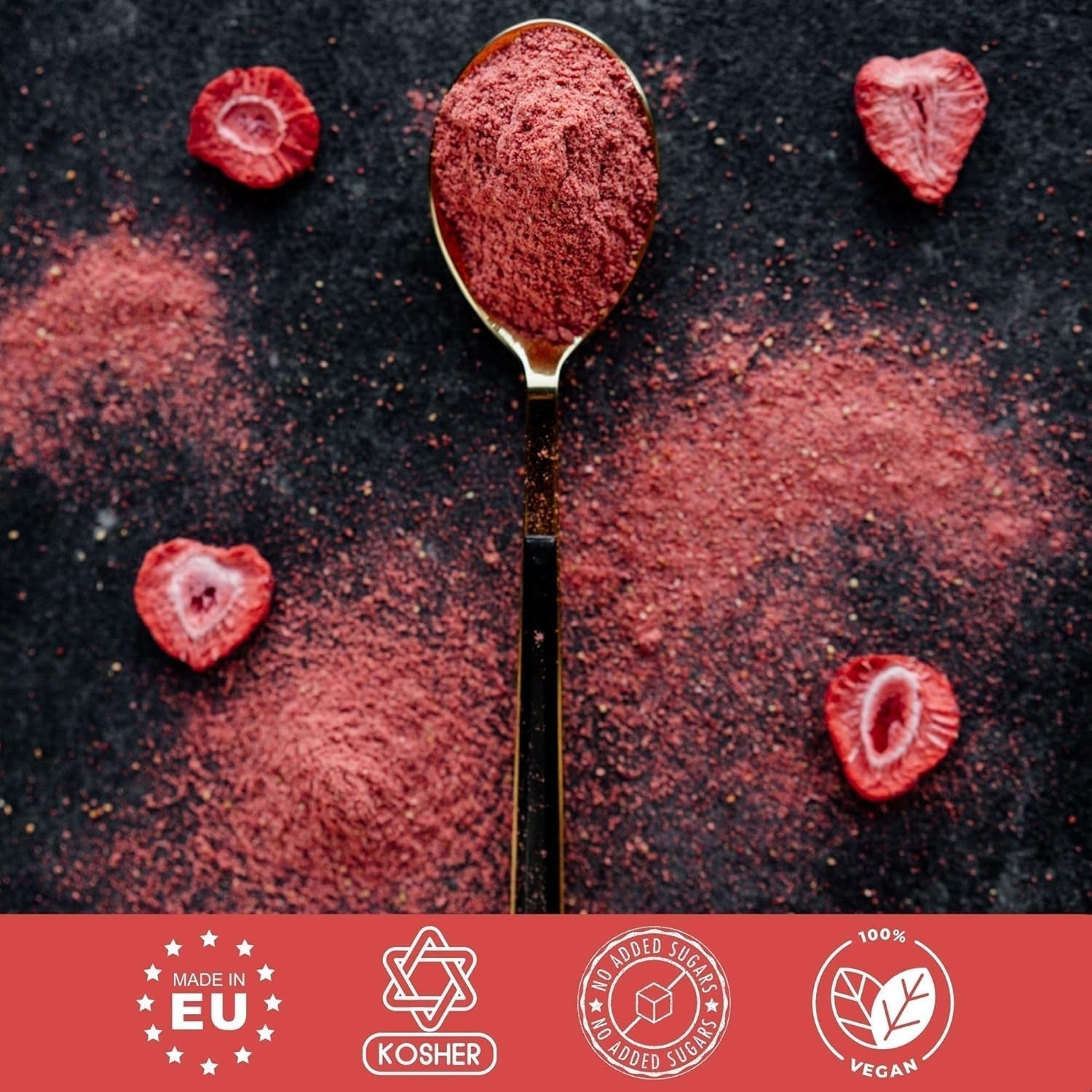 Sommerliche gefriergetrocknete Erdbeeren – 5er-Pack – zuckerfrei, 100 % natürlich, leckere knusprige Snacks für Kinder und Erwachsene, ideal für Müsli und Lunchboxen (55 g). Dehydrierte Produkte Naty Shop