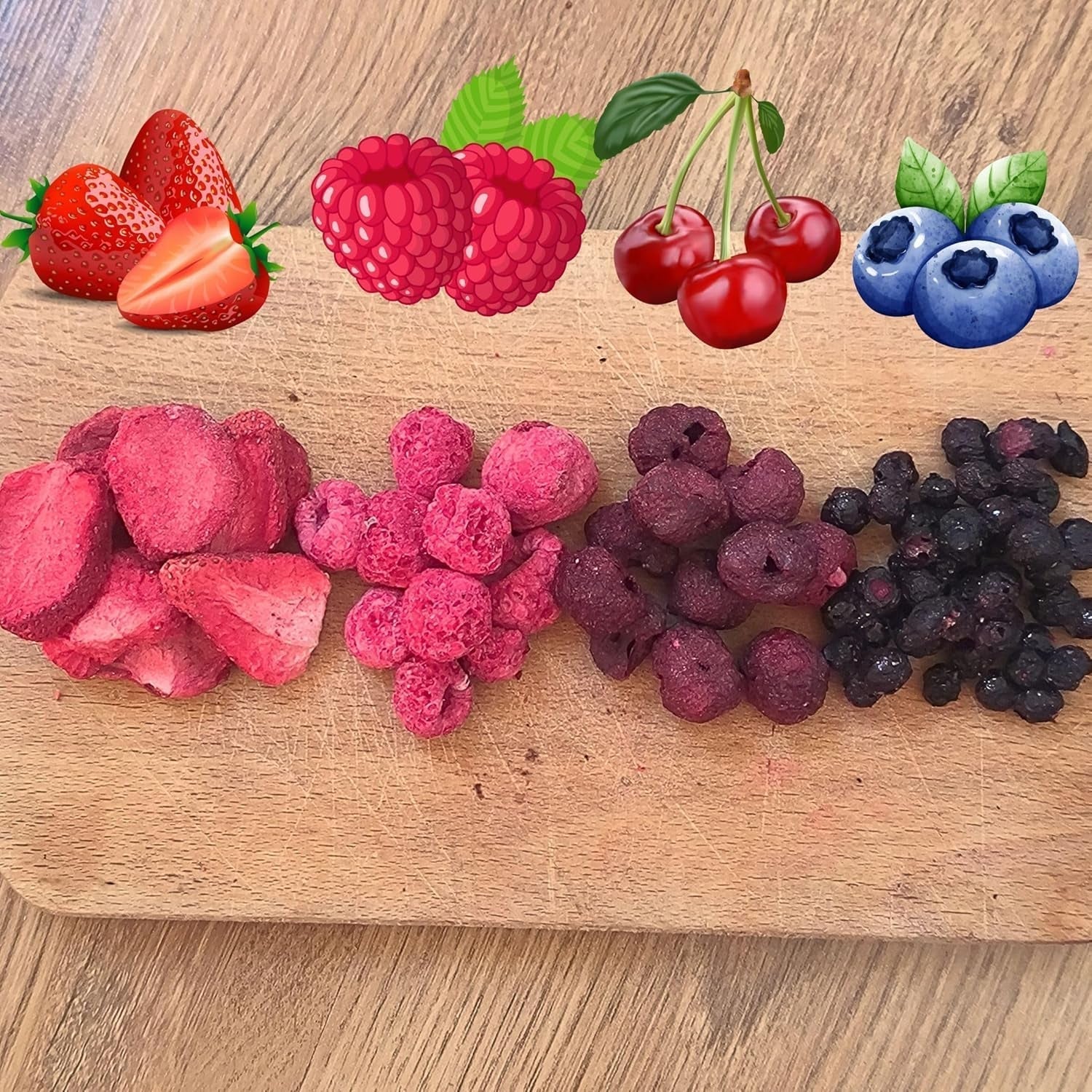 Gefriergetrocknete Superbeeren-Fruchtmischung | XL 300g Trockenfrüchte ohne Zucker | Trockenfrüchte | Trockenfrüchte Gefriergetrocknete Erdbeeren Himbeeren Blaubeeren Gefriergetrocknete ZingyZoo Dehydrierte Produkte Naty Shop