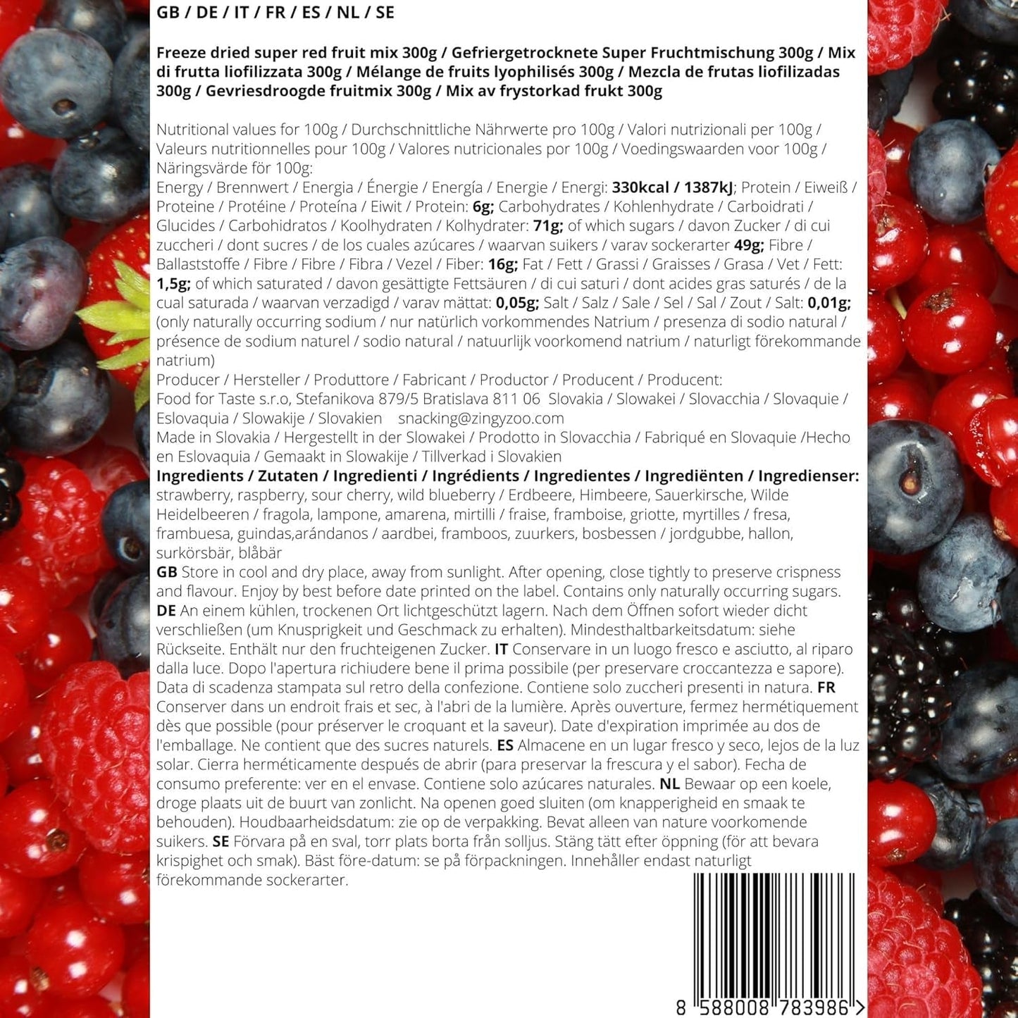 Gefriergetrocknete Superbeeren-Fruchtmischung | XL 300g Trockenfrüchte ohne Zucker | Trockenfrüchte | Trockenfrüchte Gefriergetrocknete Erdbeeren Himbeeren Blaubeeren Gefriergetrocknete ZingyZoo Dehydrierte Produkte Naty Shop