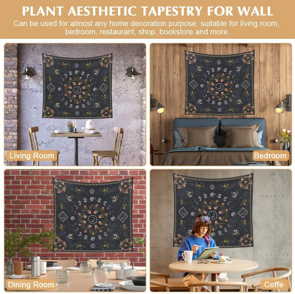 Wandteppich 130, 130 x 150 m, Mondphasen, Blumenleinwand, Zuhause – Accessoires und Dekorationen, Naty Shop