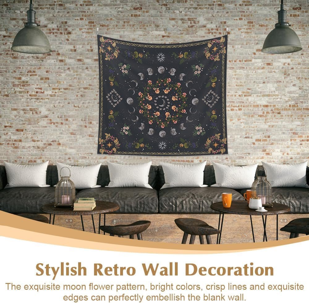 Wandteppich 130, 130 x 150 m, Mondphasen, Blumenleinwand, Zuhause – Accessoires und Dekorationen, Naty Shop