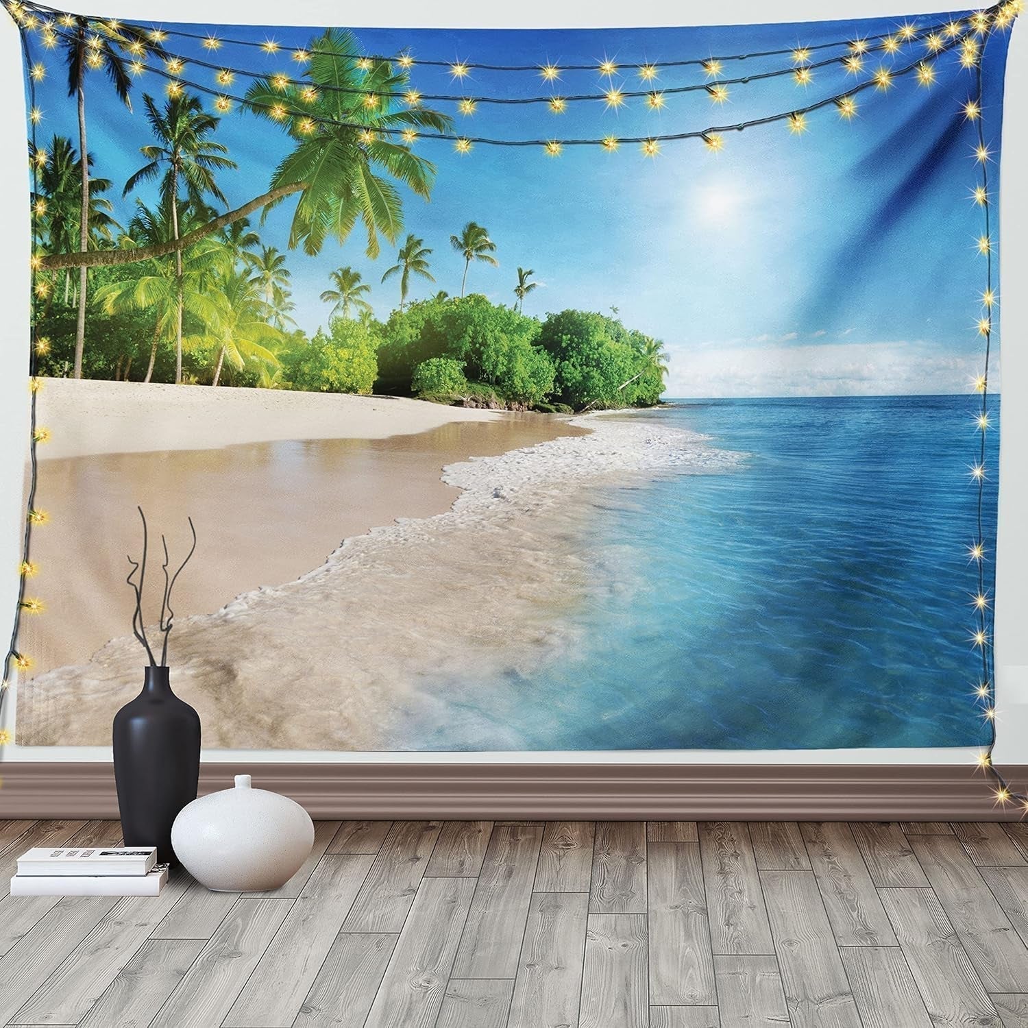 Wandteppich Abakuhaus Fernweh Tierweltkarte Zeichnungen Zuhause – Accessoires und Dekorationen Naty Shop Blaugrün 230L x 140B cm