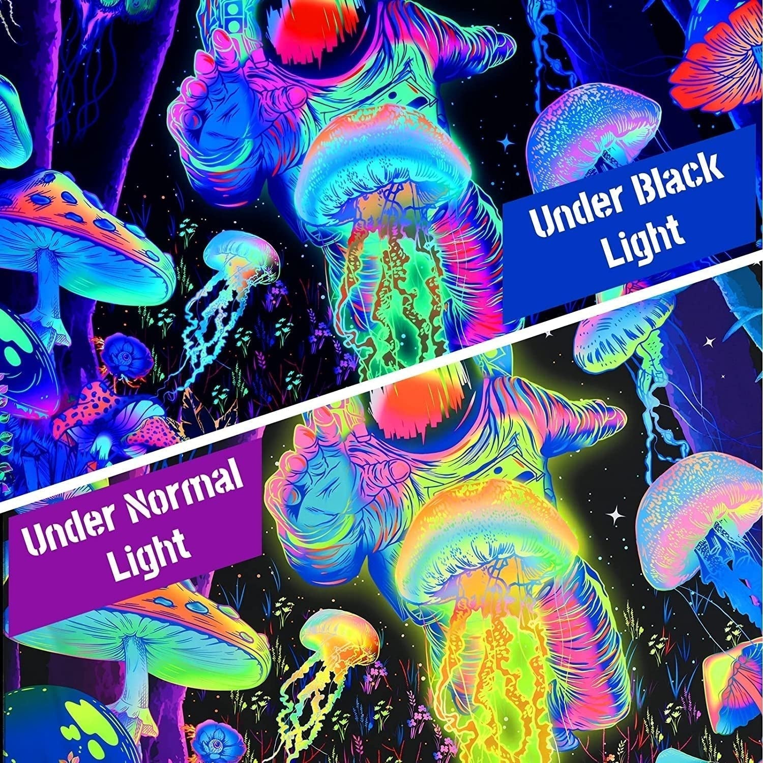 Gobelin Alishomtll Schwarzlicht abstrakte Wandkunst Zuhause – Accessoires und Dekorationen Naty Shop