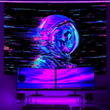 Tapisserie Alishomtll fluoreszierender Totenkopf Astronaut Schwarzlicht Zuhause – Accessoires und Dekorationen Naty Shop