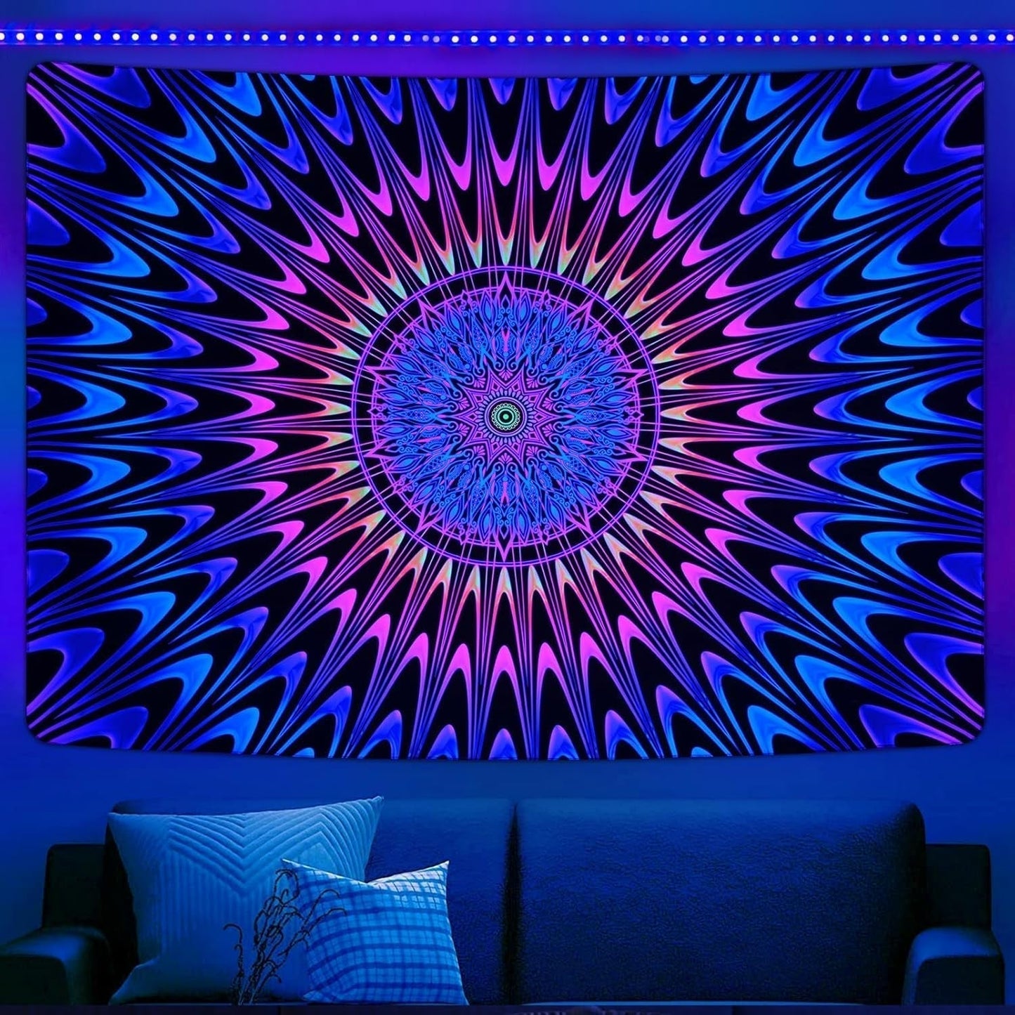 Gobelin Alishomtll farbiges Mandala Schwarzlichtkunst Zuhause – Accessoires und Dekorationen Naty Shop 210L x 150B cm