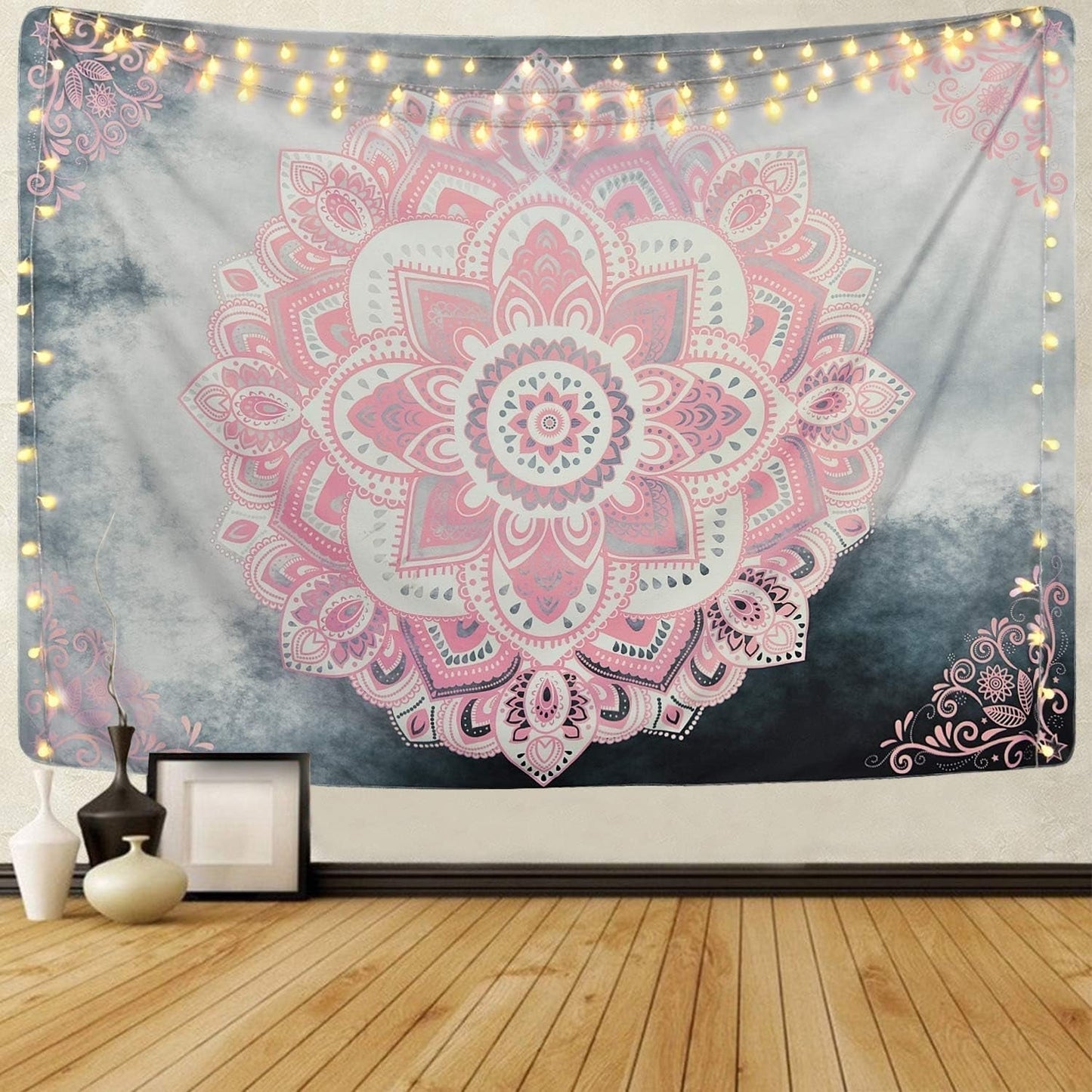 Tapisserie Alishomtll Mandala Indischer Bohemian-Stoff Zuhause – Accessoires und Dekorationen Naty Shop Graurosa 210,1 L x 150,1 B cm