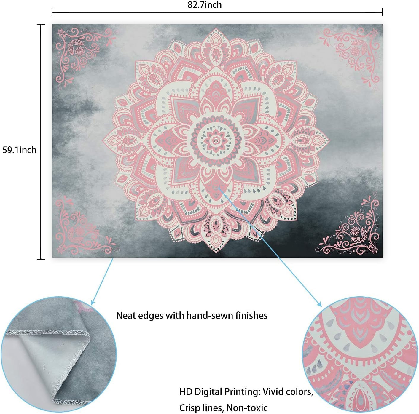 Gobelin Alishomtll Mandala indische böhmische Leinwand Startseite - Accessoires und Dekorationen Naty Shop