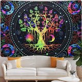 Tapisserie Alishomtll Baumleben fluoreszierende Sonne und Mond Zuhause – Accessoires und Dekorationen Naty Shop