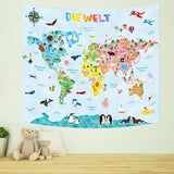 Bashom Wandteppich Deutsche Tierweltkarte für Kinder Zuhause - Accessoires und Dekorationen Naty Shop