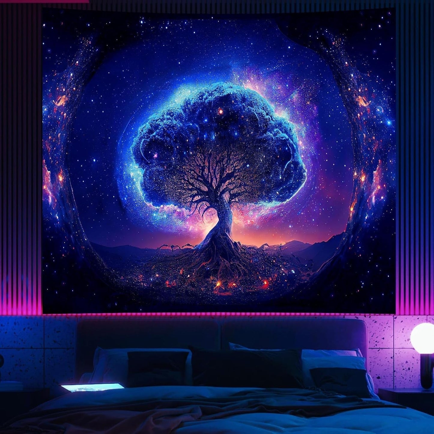 Baum-Wandteppich, Schwarzlicht, räumliche Ästhetik, Zuhause – Accessoires und Dekorationen, Naty Shop