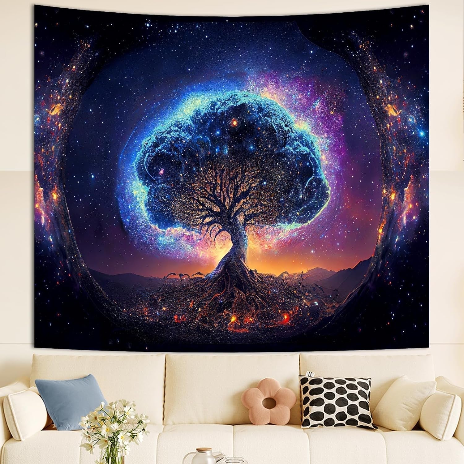 Baum-Wandteppich, Schwarzlicht, räumliche Ästhetik, Zuhause – Accessoires und Dekorationen, Naty Shop