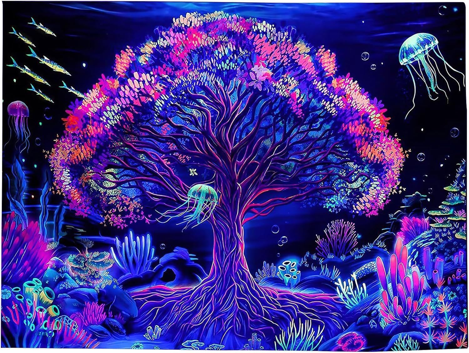 Wandteppich Lebensbaum Mandala fluoreszierend Zuhause – Accessoires und Dekorationen Naty Shop Standardtitel