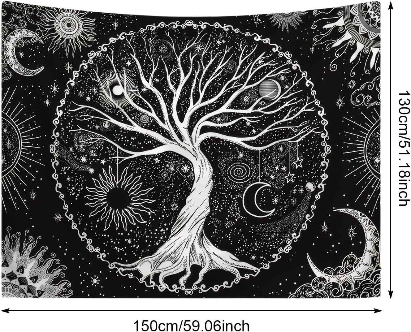 Lebensbaum Wandteppich Sonne Mond Casa - Accessoires und Dekorationen Naty Shop
