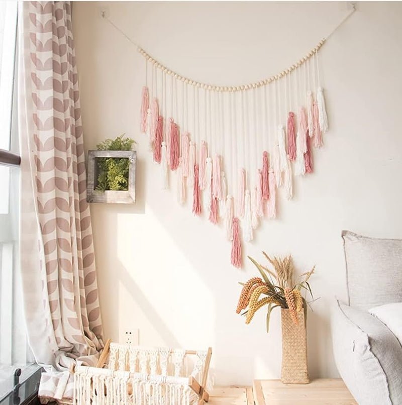Tapisserie Deko zum Aufhängen, gewebte pastorale Holzperlen Zuhause – Accessoires und Dekorationen Naty Shop
