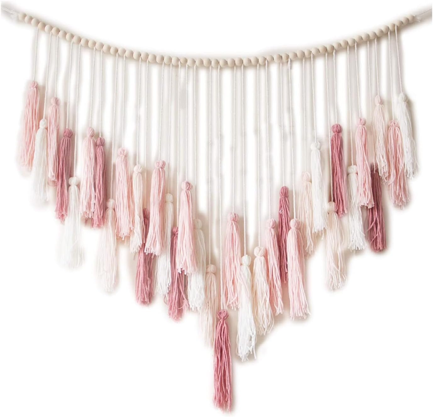 Tapisserie-Deko zum Aufhängen, gewebte pastorale Holzperlen, Zuhause – Accessoires und Dekorationen, Naty Shop Pink