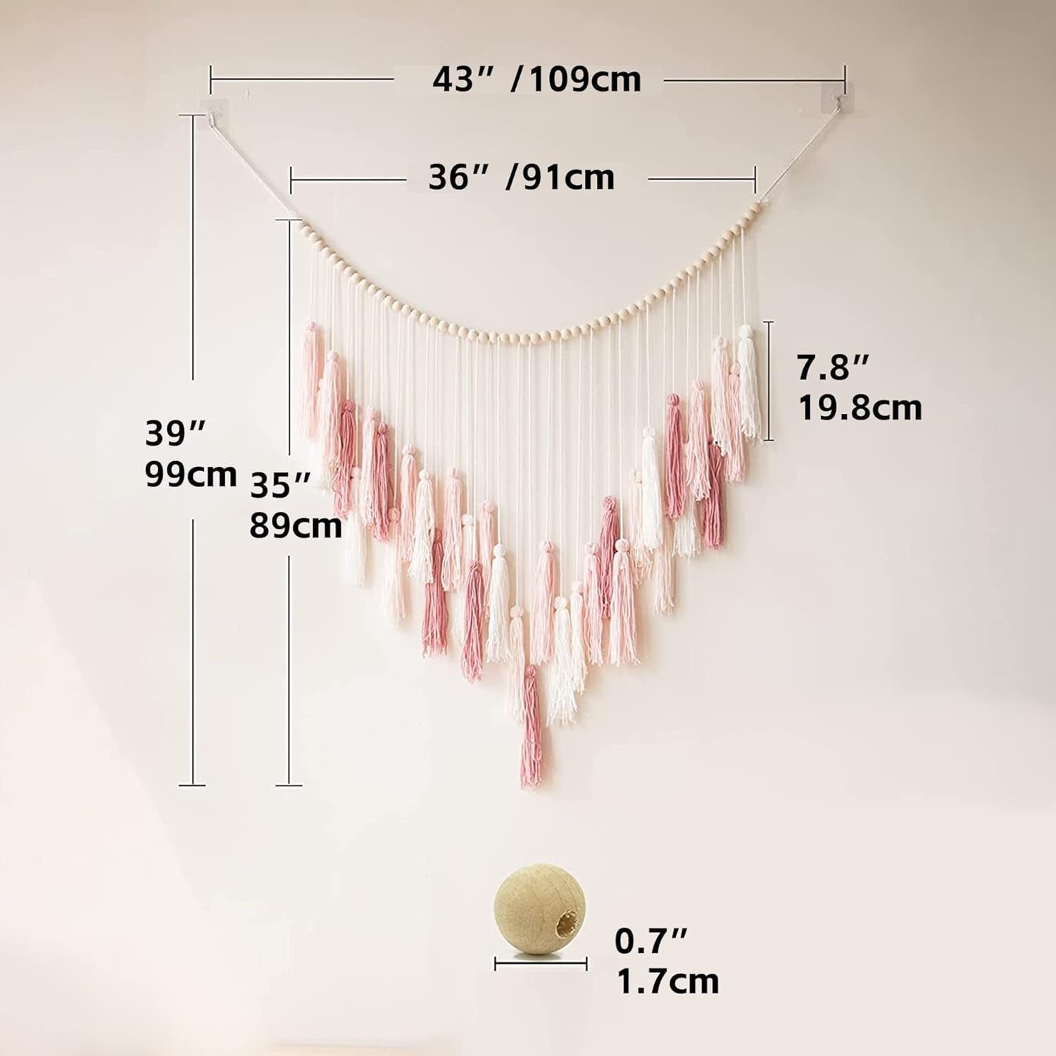 Tapisserie Deko zum Aufhängen, gewebte pastorale Holzperlen Zuhause – Accessoires und Dekorationen Naty Shop