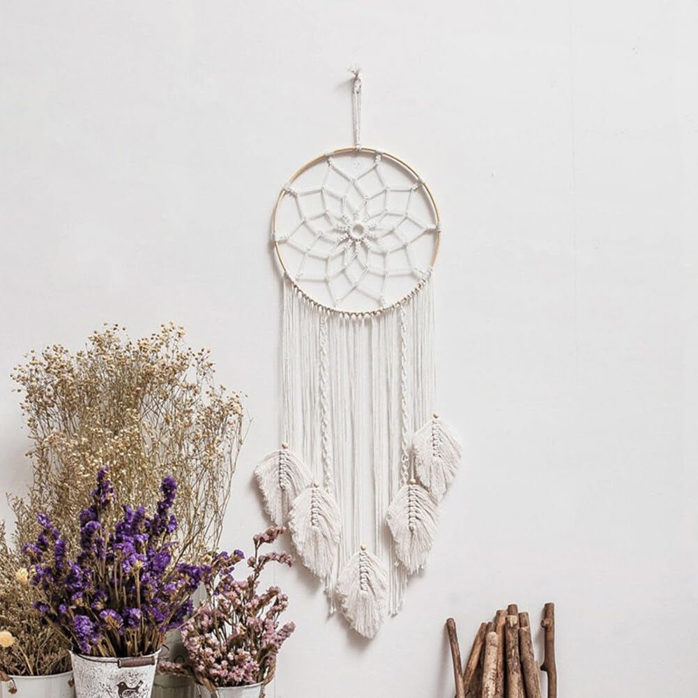 Großer weißer Traumfänger-Wandteppich mit handgemachter Quaste von Casa – Accessoires und Dekorationen Naty Shop