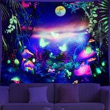 Wandteppich Dremisland Schwarzlichtpilz psychedelisch reaktive Galaxiewand Zuhause – Accessoires und Dekorationen Naty Shop Luna 150 L x 130 B cm