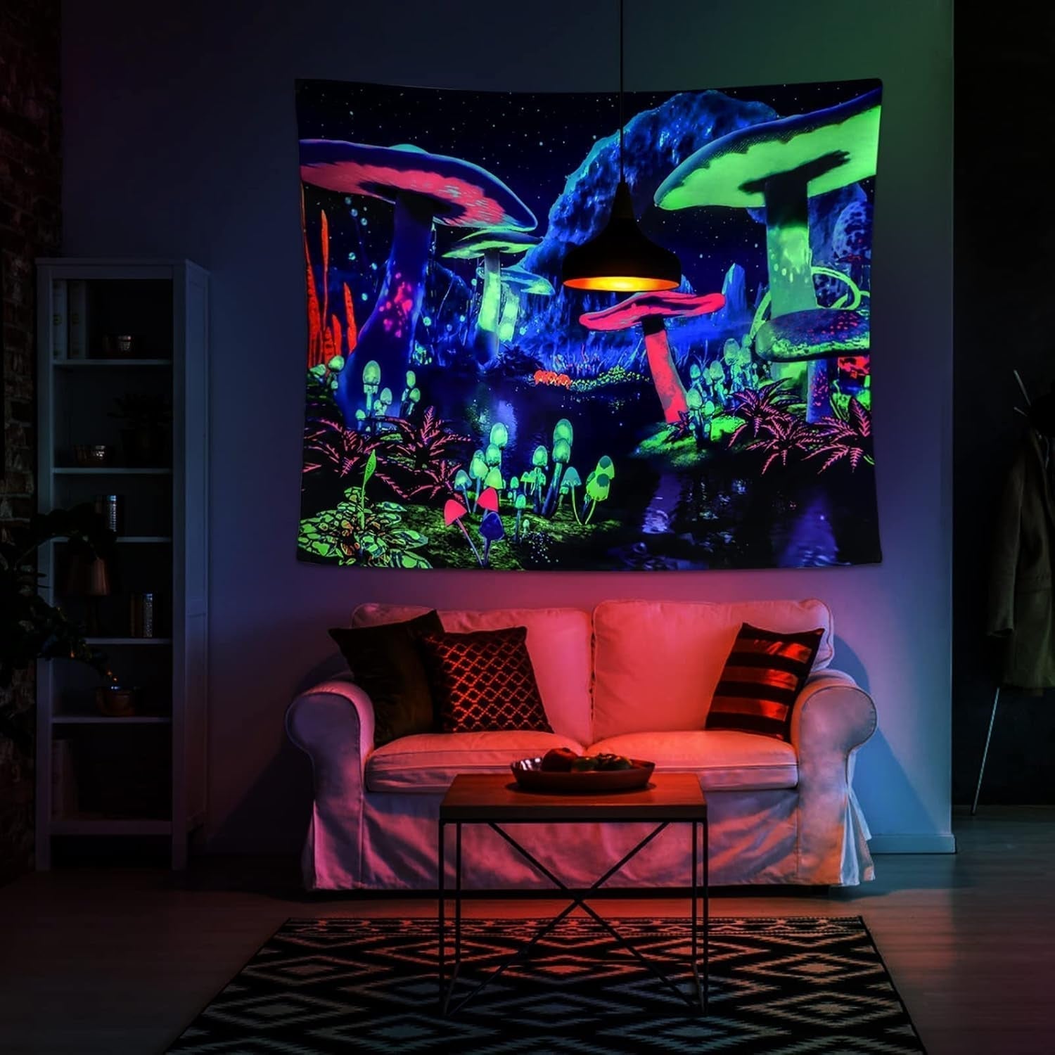 Wandteppich Dremisland Schwarzlichtpilz psychedelisch reaktive Galaxiewand Zuhause – Accessoires und Dekorationen Naty Shop
