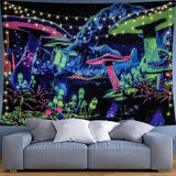 Wandteppich Dremisland Schwarzlichtpilz psychedelisch reaktive Galaxiewand Zuhause – Accessoires und Dekorationen Naty Shop
