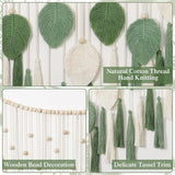 Dremisland Wandteppich, groß, beige, grüne Blätter, Quasten, Zuhause – Accessoires und Dekorationen, Naty Shop